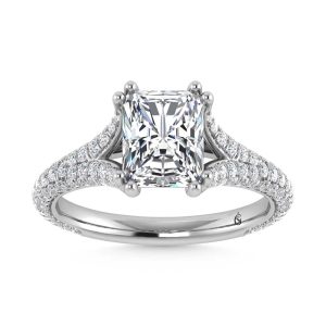 14K White Gold Lab Grown Diamond 2 7/8 Ct.Tw. Radiant Shape Engagement Ring (IGI Certified Center 2ct)