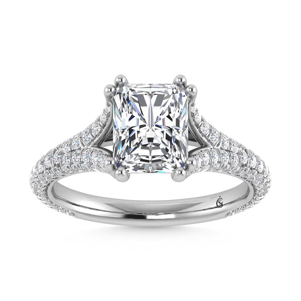14K White Gold Lab Grown Diamond 2 7/8 Ct.Tw. Radiant Shape Engagement Ring (IGI Certified Center 2ct)
