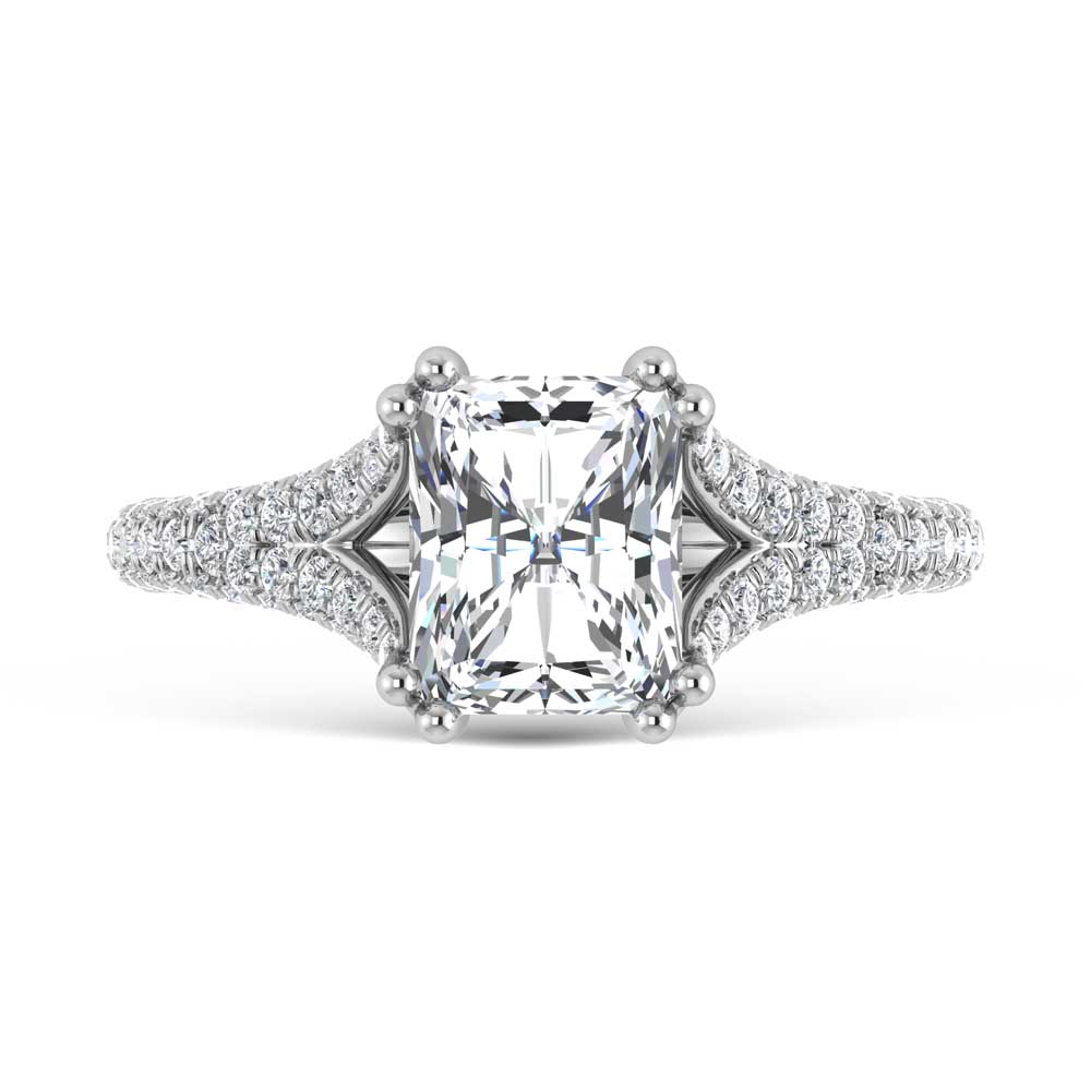 14K White Gold Lab Grown Diamond 2 7/8 Ct.Tw. Radiant Shape Engagement Ring (IGI Certified Center 2ct)