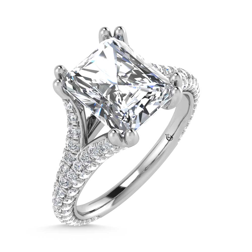 14K White Gold Lab Grown Diamond 2 7/8 Ct.Tw. Radiant Shape Engagement Ring (IGI Certified Center 2ct)
