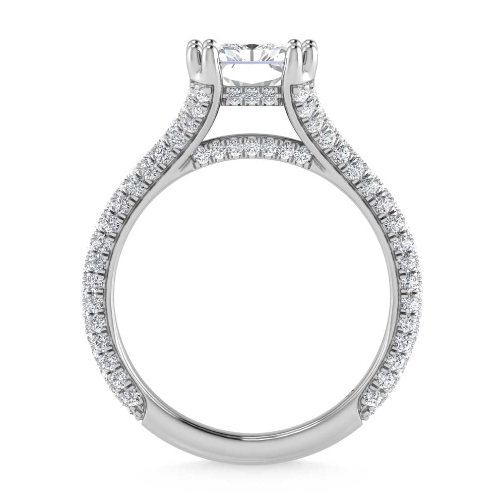 14K White Gold Lab Grown Diamond 2 7/8 Ct.Tw. Radiant Shape Engagement Ring (IGI Certified Center 2ct)