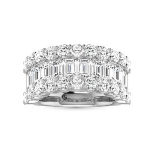 14K White Gold Lab Grown Diamond 4 3/8 Ct.Tw. Round and Emerald Band