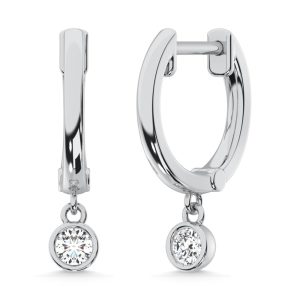 10K White Gold Lab Grown Diamond 1/2 Ct.Tw. Round Shape Hoop Earrings