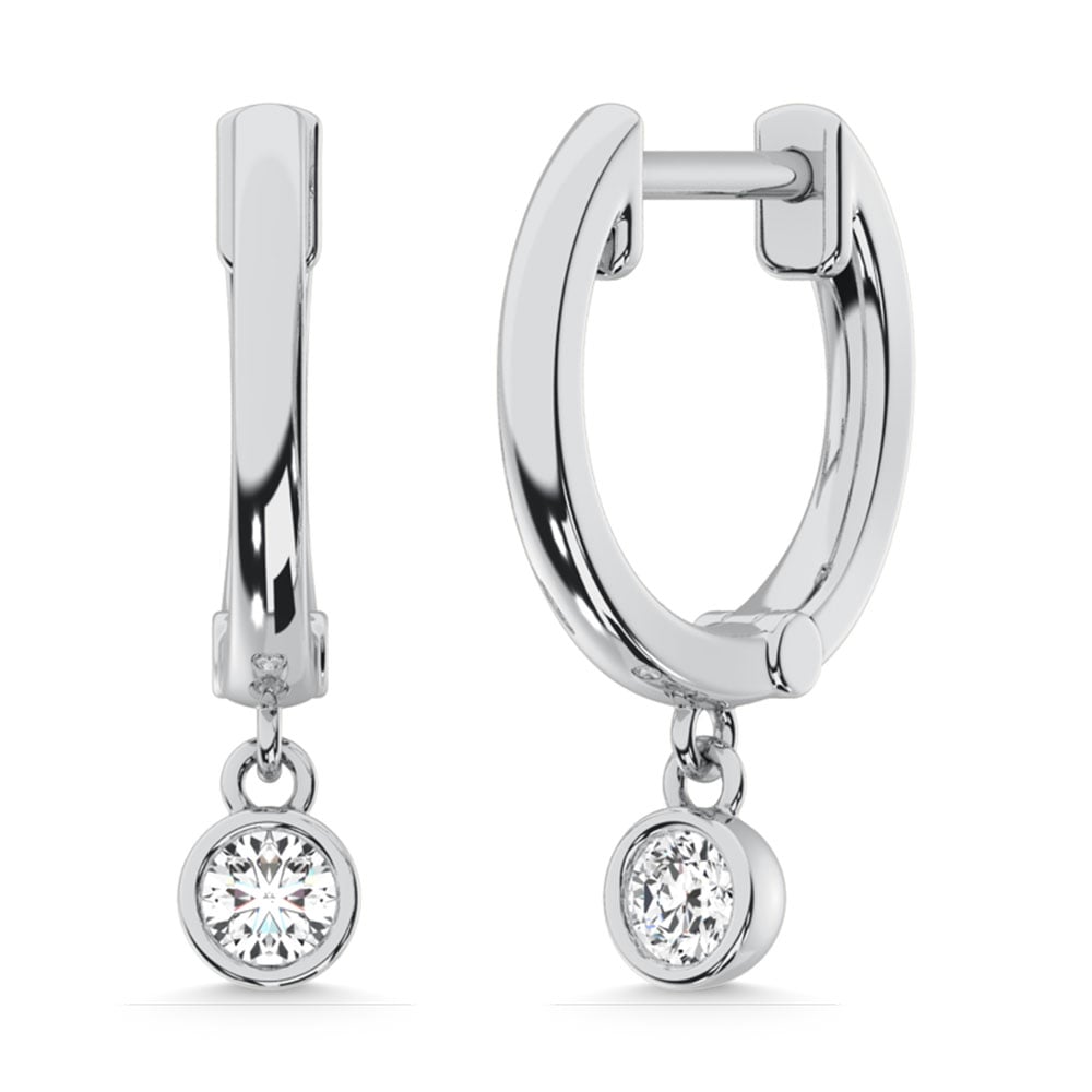 10K White Gold Lab Grown Diamond 1/2 Ct.Tw. Round Shape Hoop Earrings