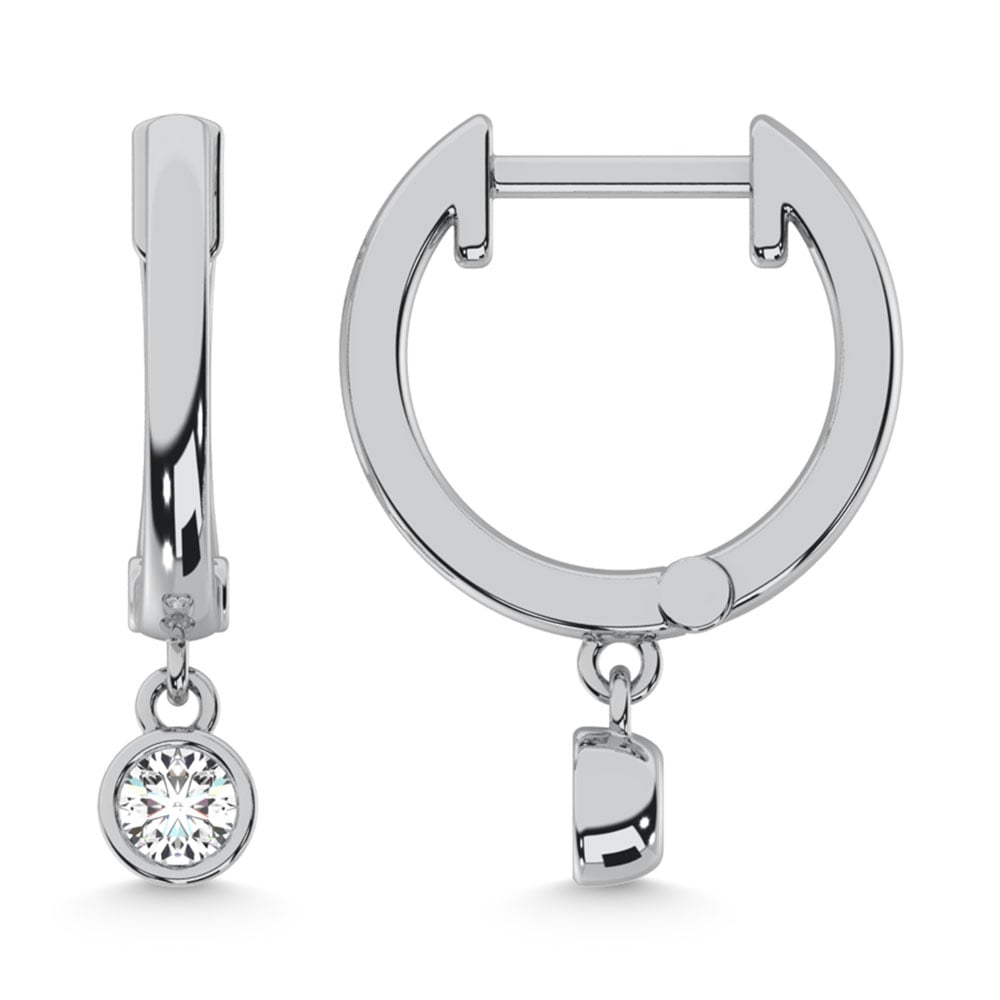 10K White Gold Lab Grown Diamond 1/2 Ct.Tw. Round Shape Hoop Earrings