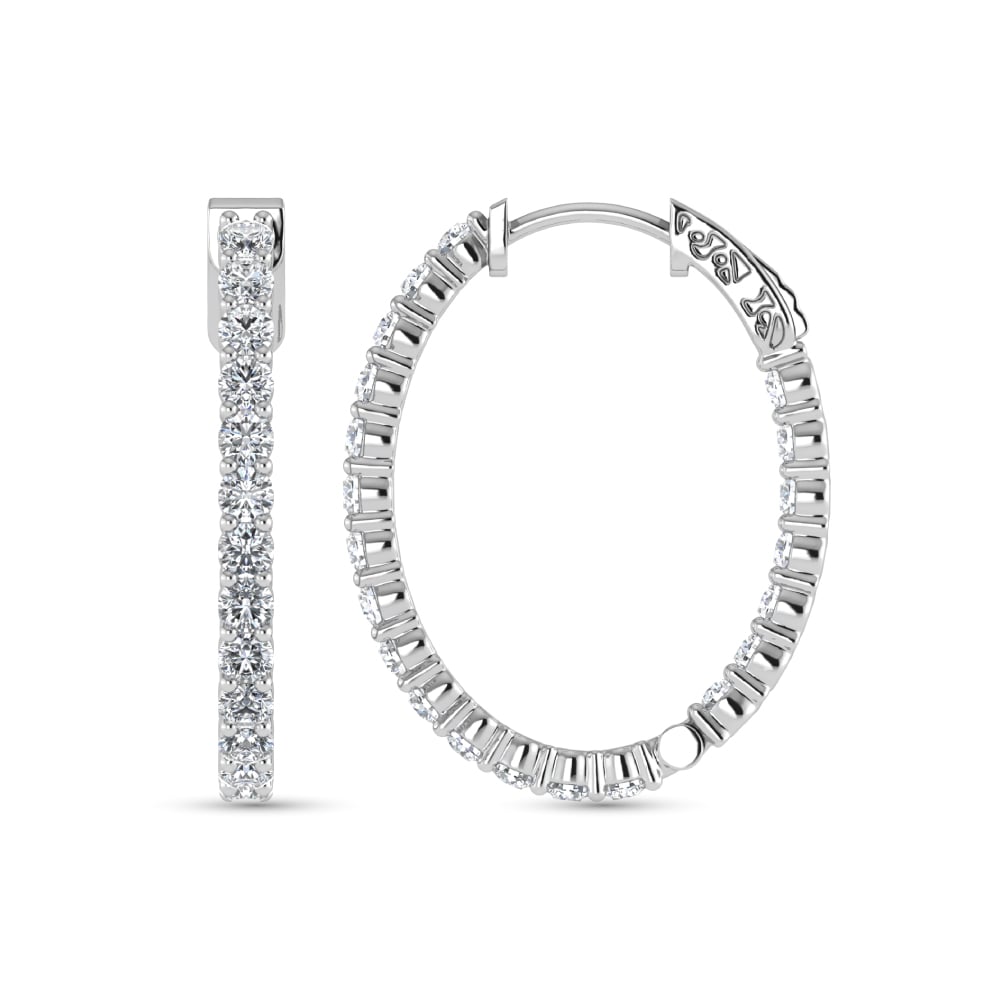 14K White Gold Lab Grown Diamond 1 Ct.Tw. Hoop Earrings