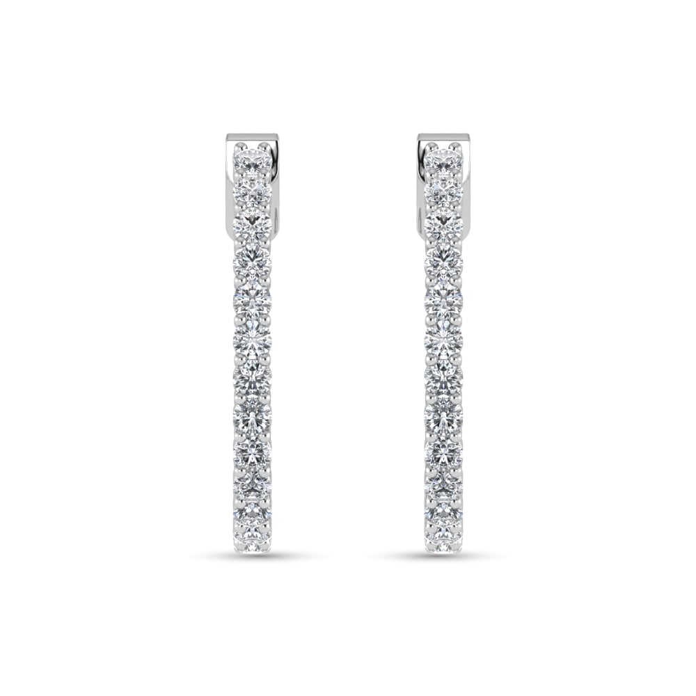 14K White Gold Lab Grown Diamond 3/4 Ct.Tw. Hoop Earrings