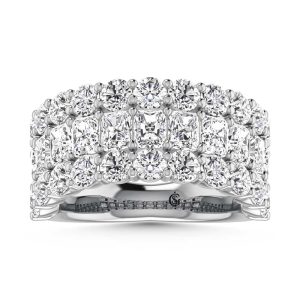 14K White Gold Lab Grown Diamond 5 Ct.Tw. Round and Radiant Shape Fashion Band