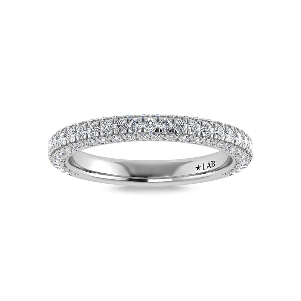 14K White Gold Lab Grown Diamond 7/8 Ct.Tw. Round Shape Wedding Band