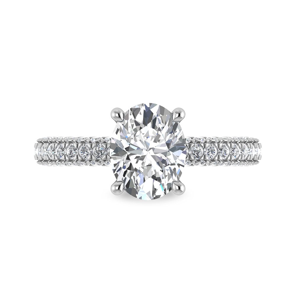 14K White Gold Lab Grown Diamond 3 Ct.Tw. Oval Shape Halo Engagement Ring (IGI Certified Center 2ct)
