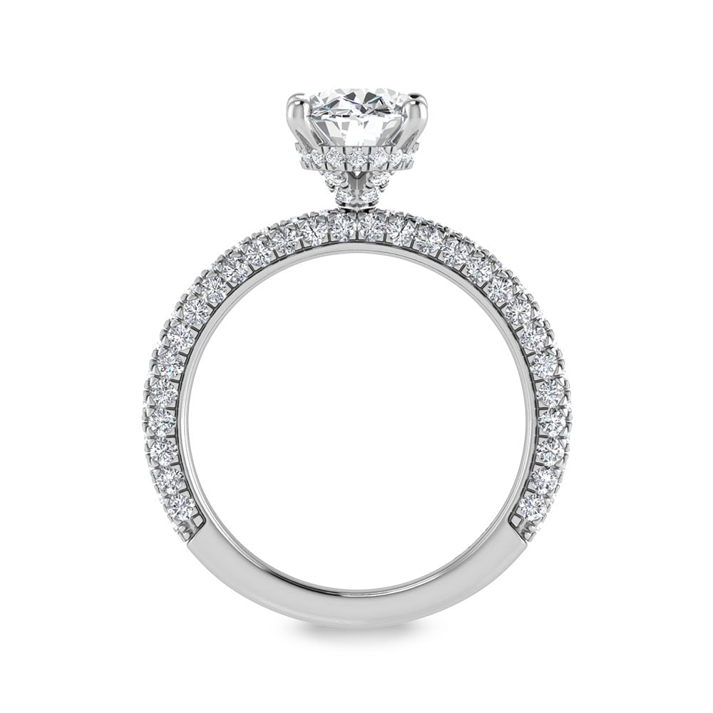14K White Gold Lab Grown Diamond 3 Ct.Tw. Oval Shape Halo Engagement Ring (IGI Certified Center 2ct)