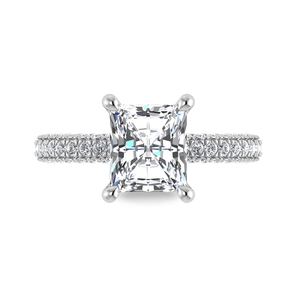 14K White Gold Lab Grown Diamond 4 Ct.Tw. Radiant Shape Halo Engagement Ring (IGI Certified Center 3ct)