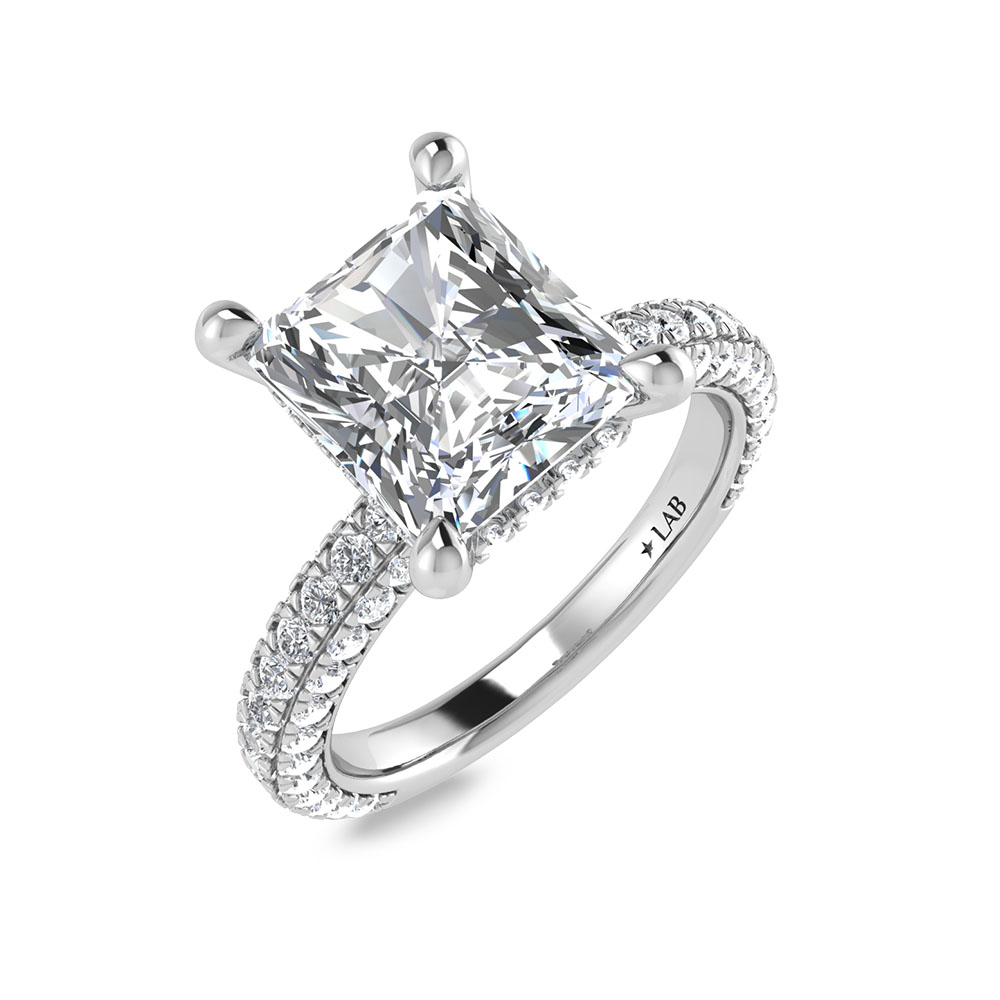 14K White Gold Lab Grown Diamond 4 Ct.Tw. Radiant Shape Halo Engagement Ring (IGI Certified Center 3ct)