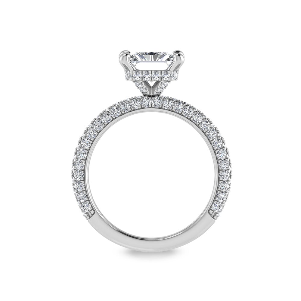 14K White Gold Lab Grown Diamond 4 Ct.Tw. Radiant Shape Halo Engagement Ring (IGI Certified Center 3ct)
