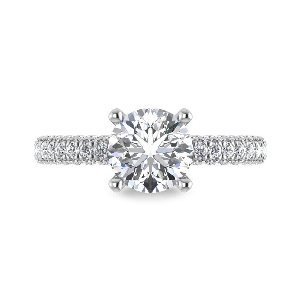 14K White Gold Lab Grown Diamond 3 Ct.Tw. Round Shape Halo Engagement Ring (IGI Certified Center 2ct)