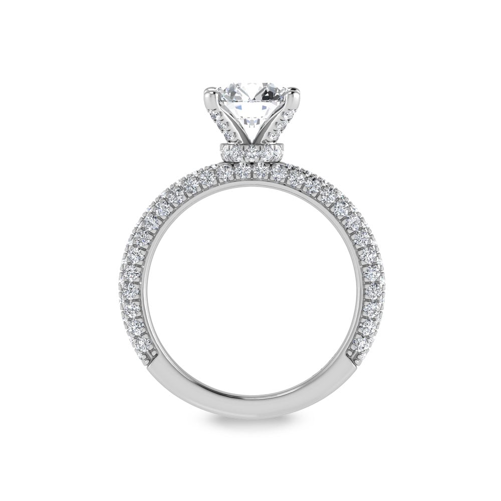 14K White Gold Lab Grown Diamond 3 Ct.Tw. Round Shape Halo Engagement Ring (IGI Certified Center 2ct)