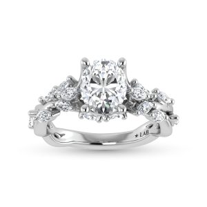 14K White Gold Lab Grown Diamond 2 1/2 Ct.Tw. Oval Shape Engagement Ring (IGI Certified Center 2ct)