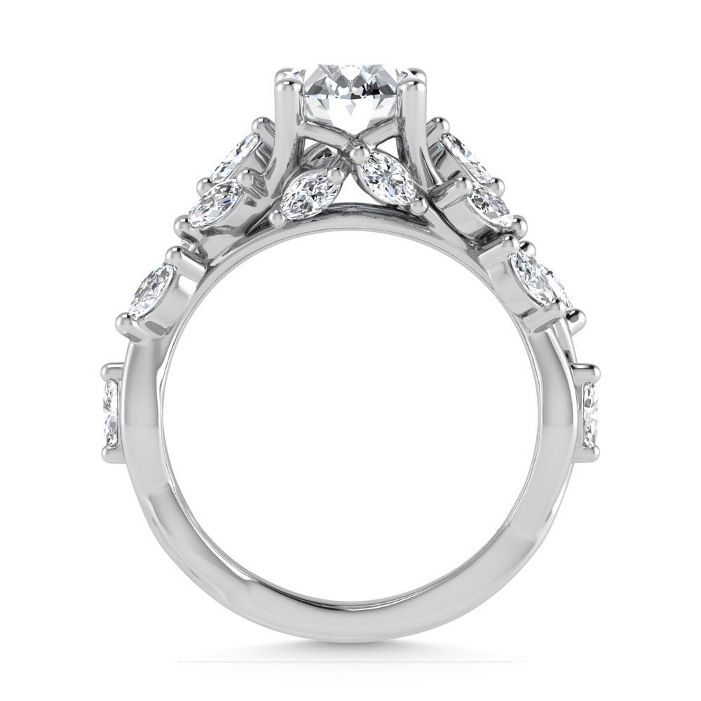 14K White Gold Lab Grown Diamond 2 1/2 Ct.Tw. Oval Shape Engagement Ring (IGI Certified Center 2ct)