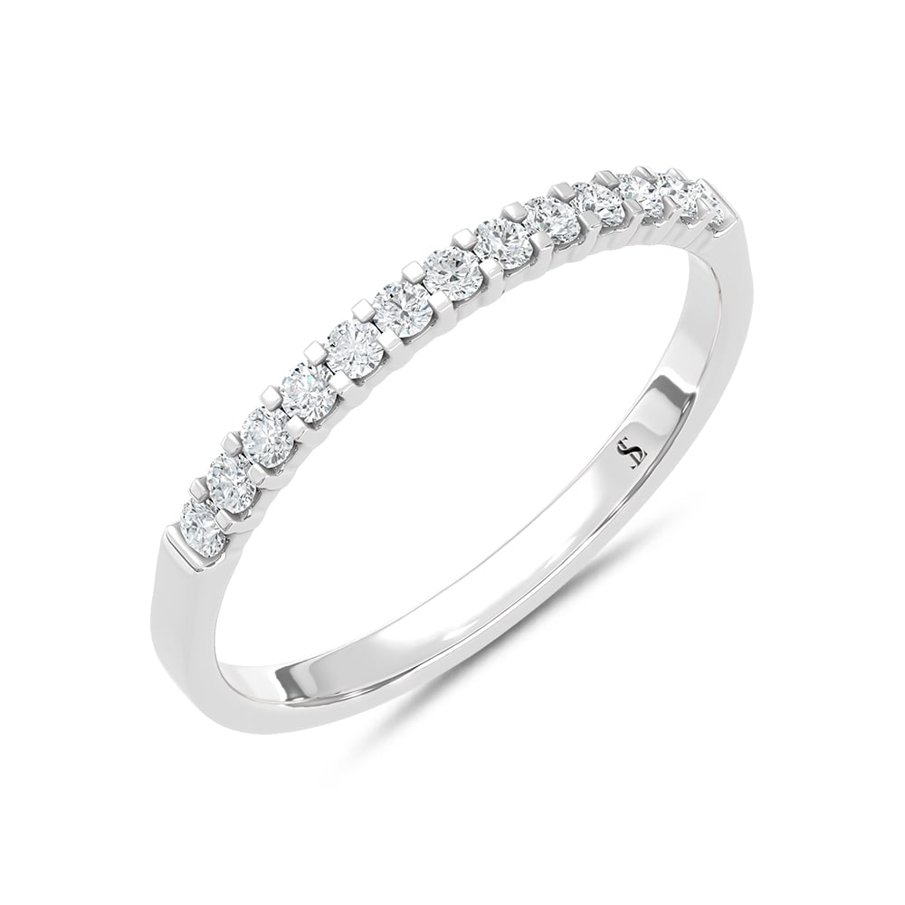 14K White Gold Lab Grown Diamond 1/6 Ct.Tw. Ladies Machine Band