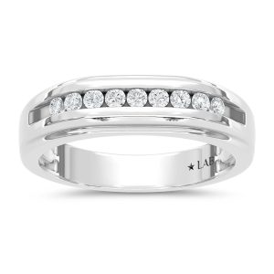 10K White Gold Diamond 1/4 Ct.Tw. Mens Machine Band