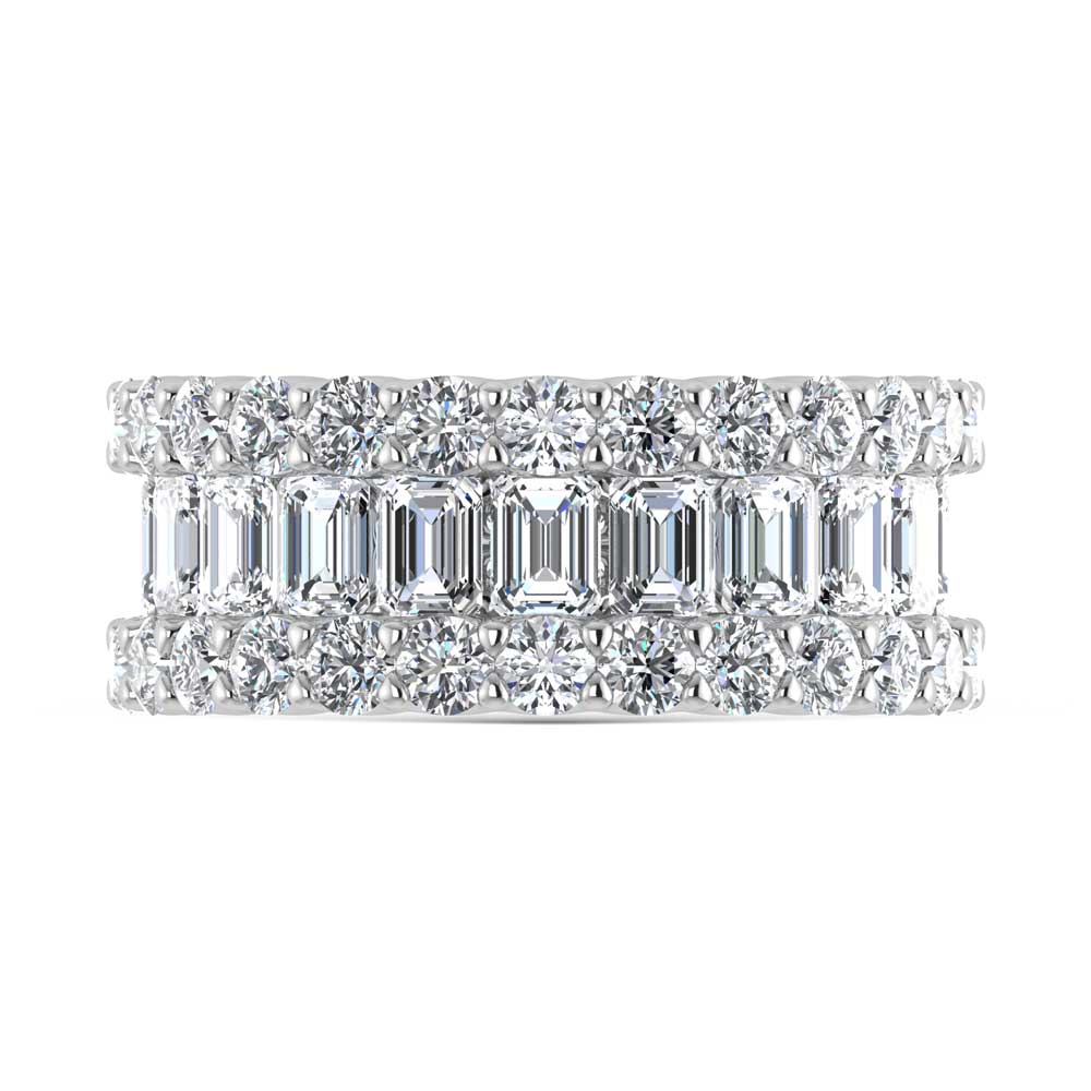 14K White Gold Lab Grown Diamond 7 Ct.Tw. Round and Emerald Shape Fashion Band