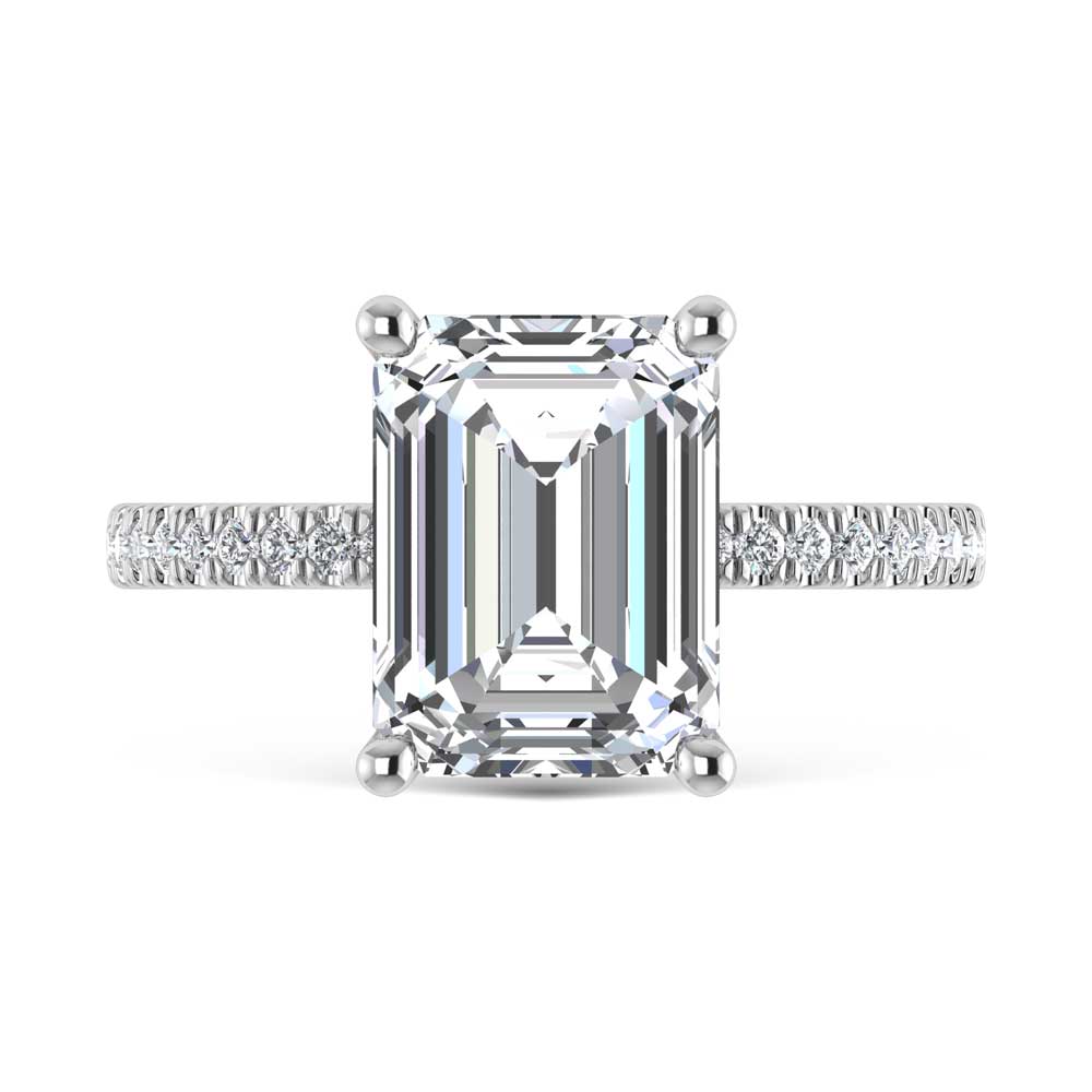 14K White Gold Lab Grown Diamond 2 1/3 Ct.Tw. Emerald Shape Engagement Ring (IGI Certified Center 2ct)