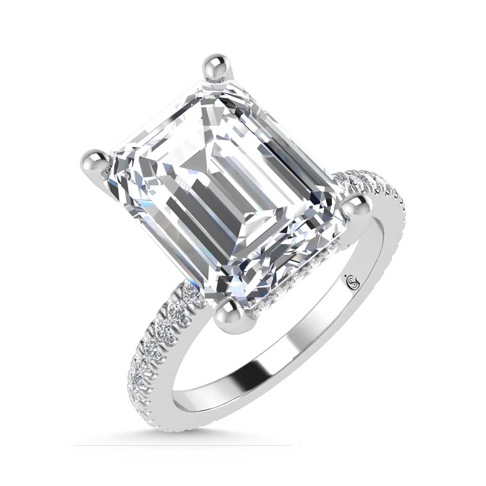 14K White Gold Lab Grown Diamond 2 1/3 Ct.Tw. Emerald Shape Engagement Ring (IGI Certified Center 2ct)