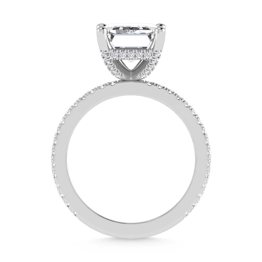 14K White Gold Lab Grown Diamond 2 1/3 Ct.Tw. Emerald Shape Engagement Ring (IGI Certified Center 2ct)