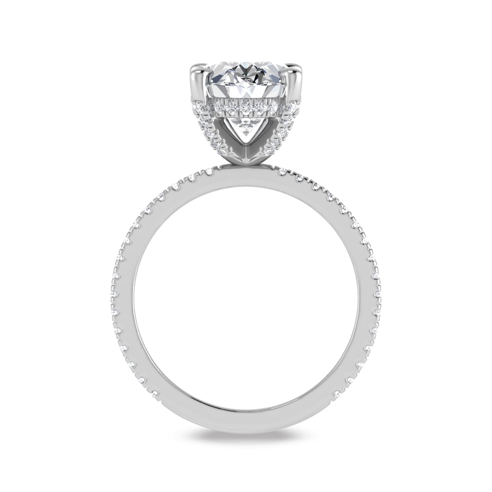14K White Gold Lab Grown Diamond 2 1/3 Ct.Tw. Oval Shape Engagement Ring (IGI Certified Center 2ct)