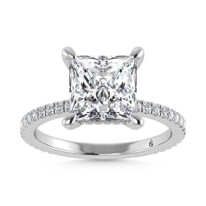 14K White Gold Lab Grown Diamond 2 1/3 Ct.Tw. Princess Shape Engagement Ring (IGI Certified Center 2ct)