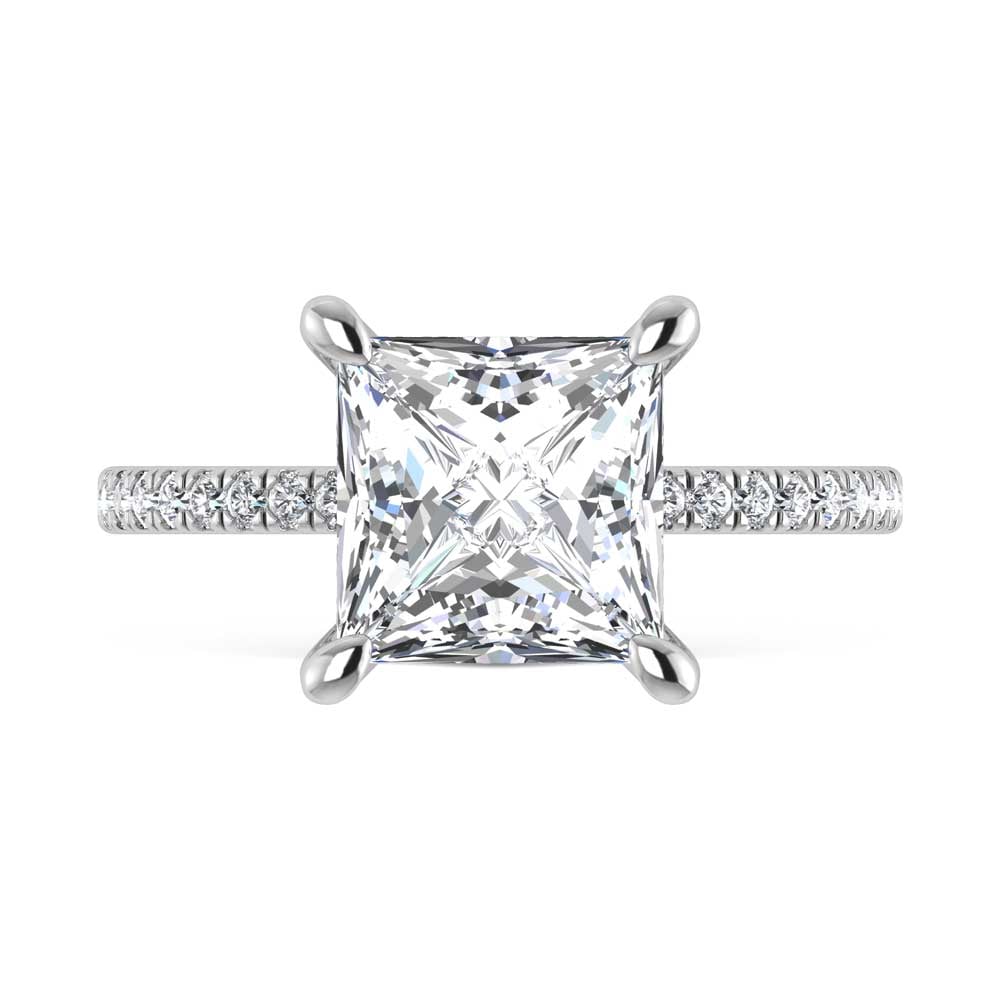 14K White Gold Lab Grown Diamond 2 1/3 Ct.Tw. Princess Shape Engagement Ring (IGI Certified Center 2ct)