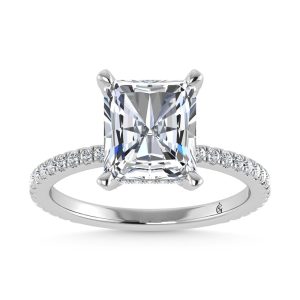 14K White Gold Lab Grown Diamond 3 3/8 Ct.Tw. Radiant Shape Engagement Ring (IGI Certified Center 3ct)