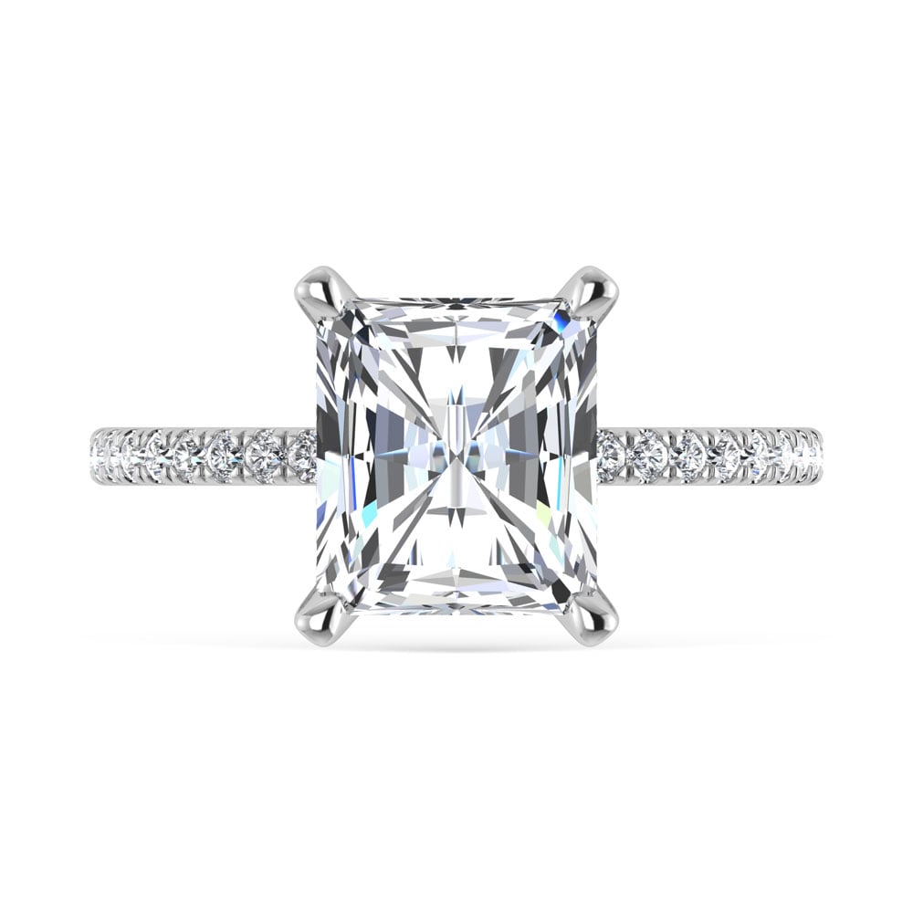 14K White Gold Lab Grown Diamond 3 3/8 Ct.Tw. Radiant Shape Engagement Ring (IGI Certified Center 3ct)