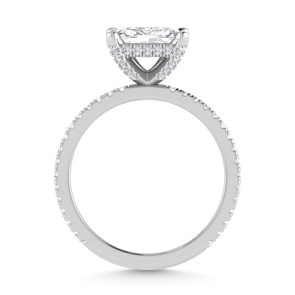 14K White Gold Lab Grown Diamond 3 3/8 Ct.Tw. Radiant Shape Engagement Ring (IGI Certified Center 3ct)