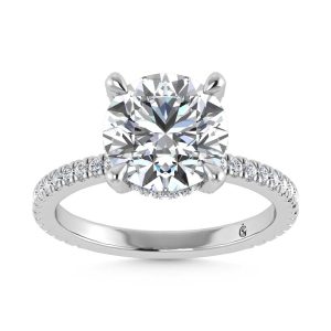 14K White Gold Lab Grown Diamond 2 1/3 Ct.Tw. Round Shape Engagement Ring (IGI Certified Center 2ct)