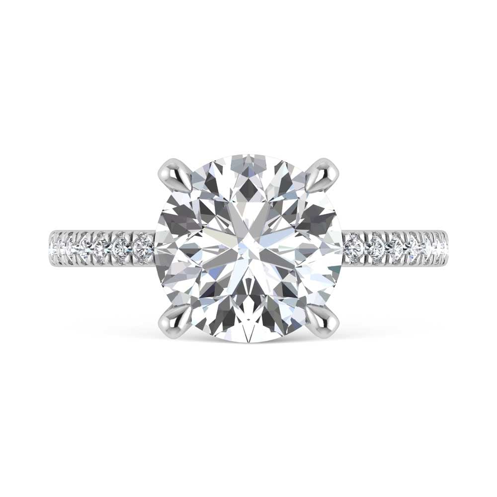 14K White Gold Lab Grown Diamond 2 1/3 Ct.Tw. Round Shape Engagement Ring (IGI Certified Center 2ct)