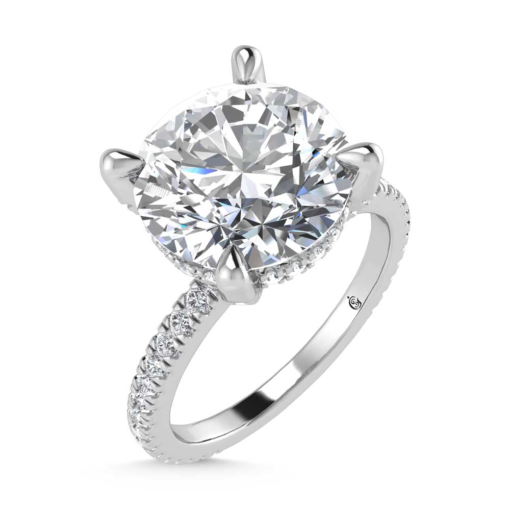 14K White Gold Lab Grown Diamond 2 1/3 Ct.Tw. Round Shape Engagement Ring (IGI Certified Center 2ct)