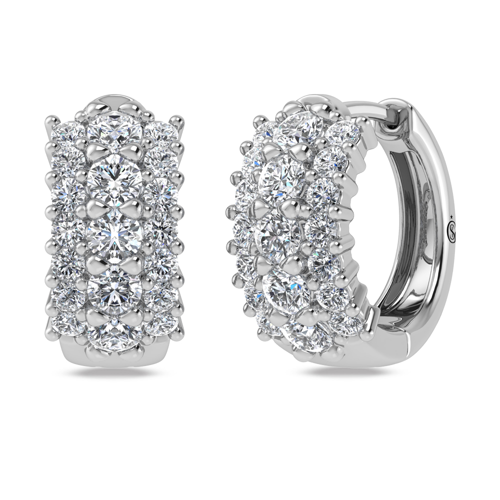 14K White Gold Lab Grown Diamond 1 1/4 Ct.Tw. Huggies Earrings