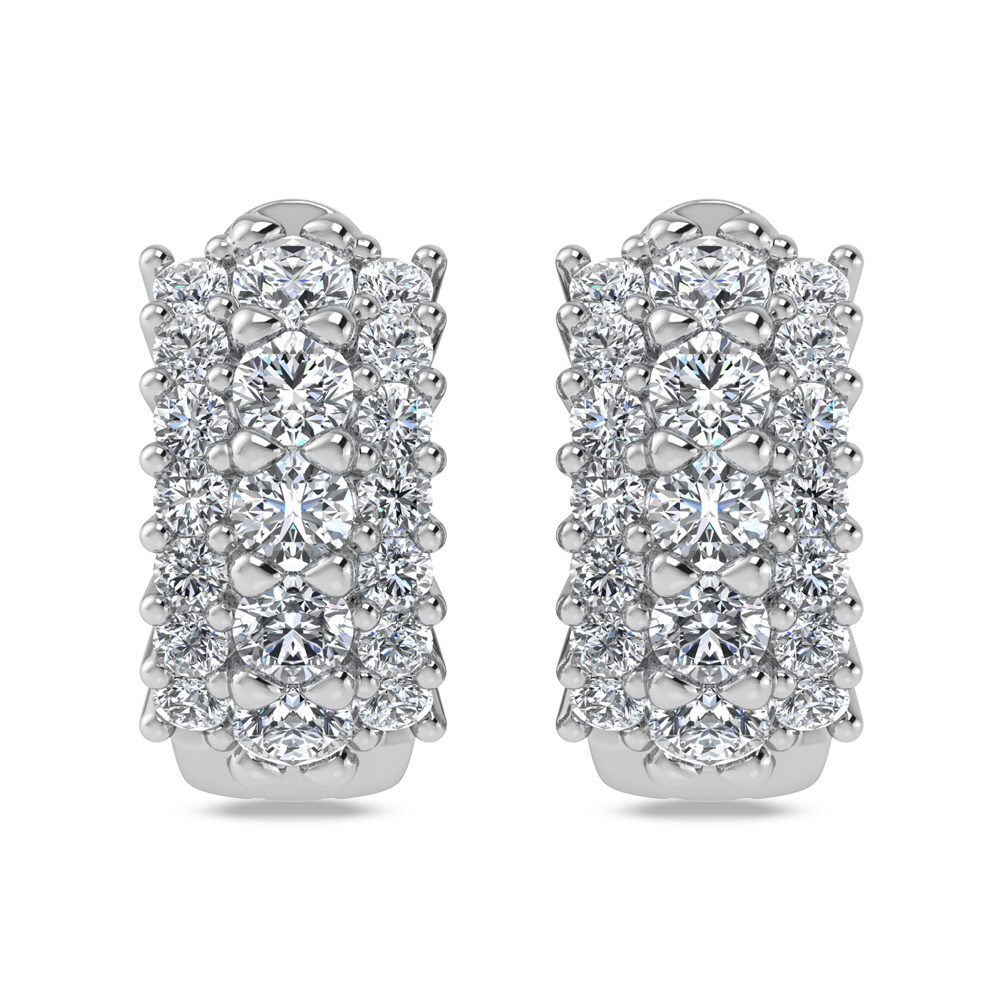 14K White Gold Lab Grown Diamond 1 1/4 Ct.Tw. Huggies Earrings