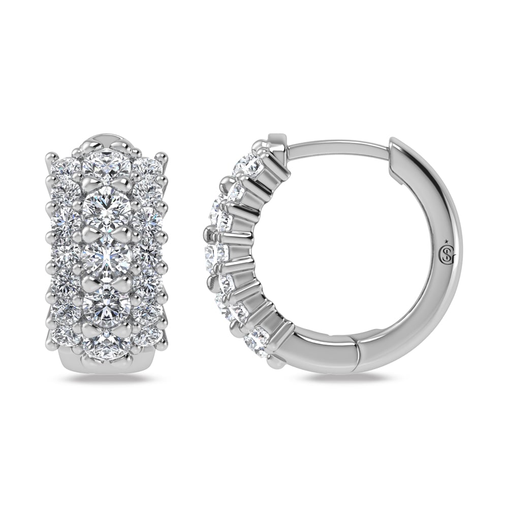 14K White Gold Lab Grown Diamond 1 1/4 Ct.Tw. Huggies Earrings
