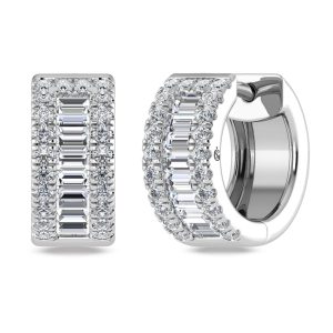 14K White Gold Lab Grown Diamond 3/4 Ct.Tw. Huggies Earrings
