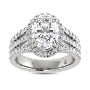 14K White Gold Labgrown Diamond 3 7/8 Ct.Tw. Oval Shape Engagement Ring