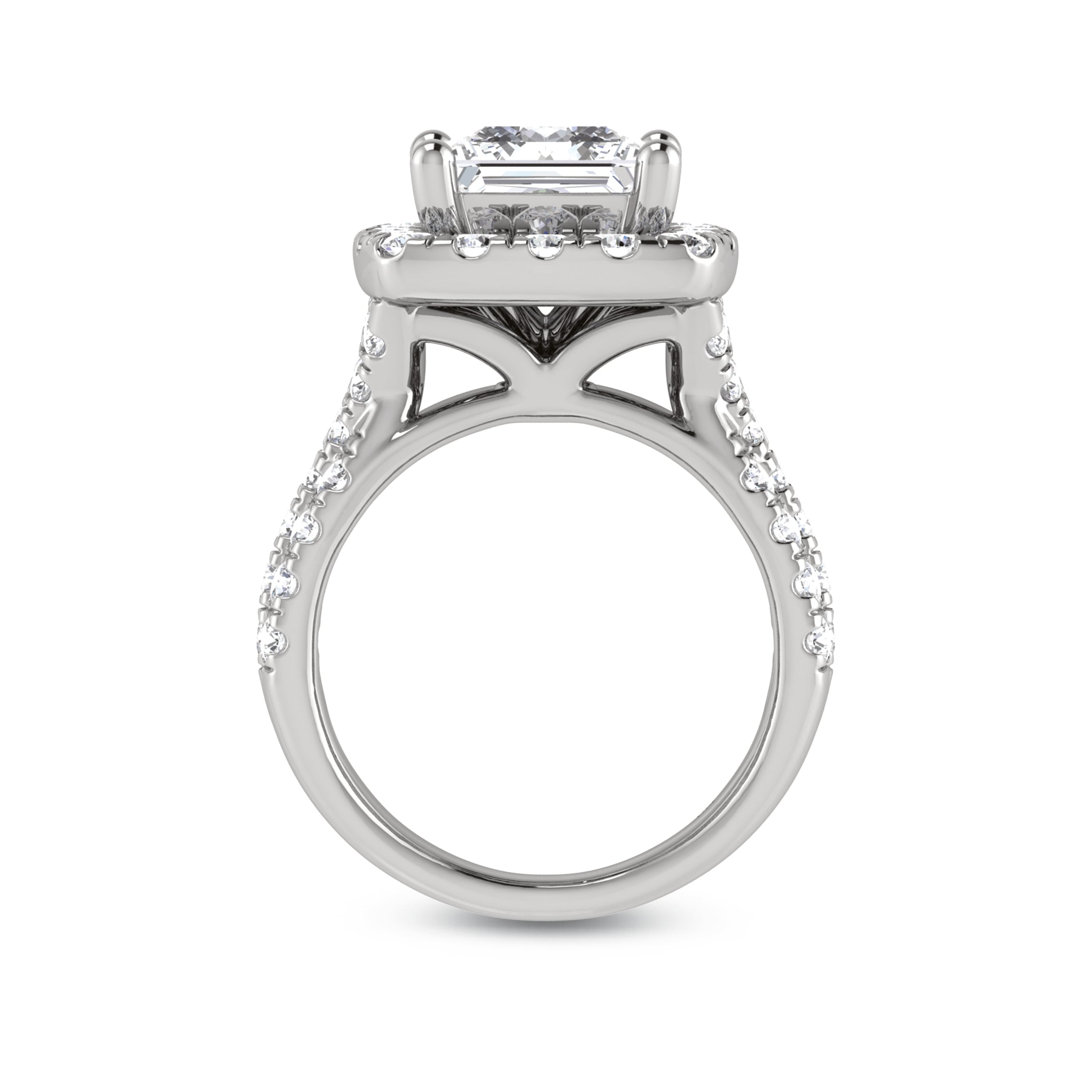 14K White Gold Lab Grown Diamond 3 1/4 Ct.Tw. Princess Shape Engagement Ring (IGI Certified Center 2ct)