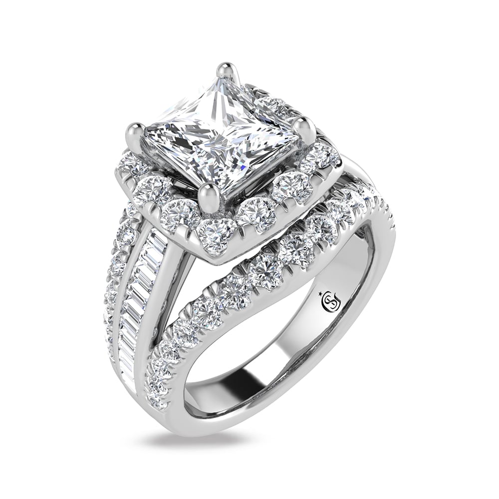 14K White Gold Lab Grown Diamond 1 7/8 Ct.Tw. Princess Shape Engagement Ring (IGI Certified Center 1ct)