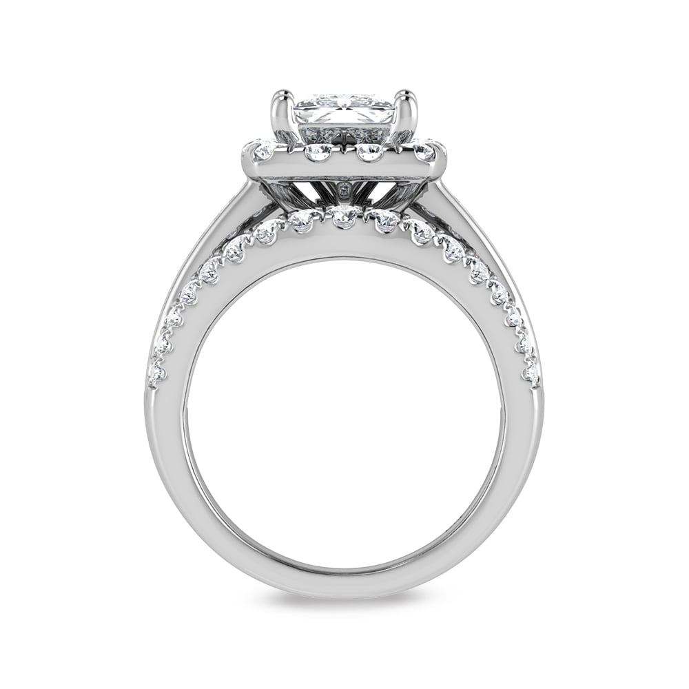 14K White Gold Lab Grown Diamond 1 7/8 Ct.Tw. Princess Shape Engagement Ring (IGI Certified Center 1ct)