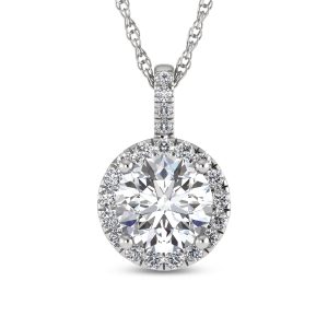 14K White Gold Lab Grown Diamond 2 1/2 Ct.Tw. Fashion Pendant (Round Center 2 ct)