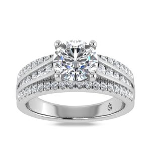 10K White Gold Lab Grown Diamond 1 1/2 Ct.Tw. Round Shape Engagement Ring (IGI Certified Center 1ct)