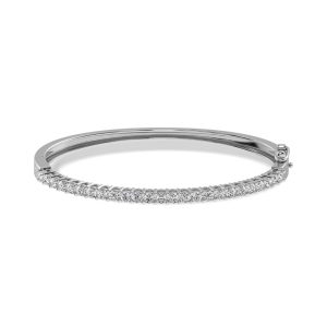 Sterling Silver White Gold Diamond 1 1/2 Ct.Tw. Illusion Bangle