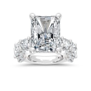 14K White Gold Lab Grown Diamond 7 3/4 Ct.Tw. Radiant Shape Engagement Ring (IGI Certified Center 5ct)