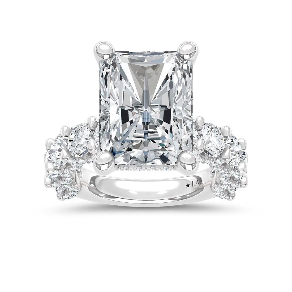 14K White Gold Lab Grown Diamond 7 3/4 Ct.Tw. Radiant Shape Engagement Ring (IGI Certified Center 5ct)